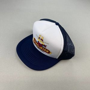 Vintage Virginian Hotel Casino Snapback Hat Trucker Adult Navy Blue Cowboy 90s